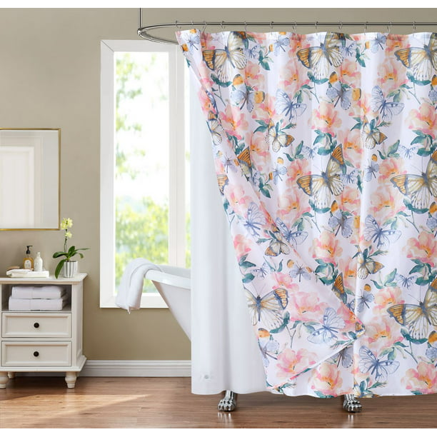 Sunset Park Butterflies 14-Piece Shower Curtain and Liner Set